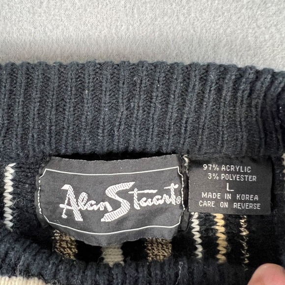 VTG‎ Alan Stuart Sweater Fits Medium Cosby Biggie Textured 1990s 3D Knit Korea - Picture 3 of 9
